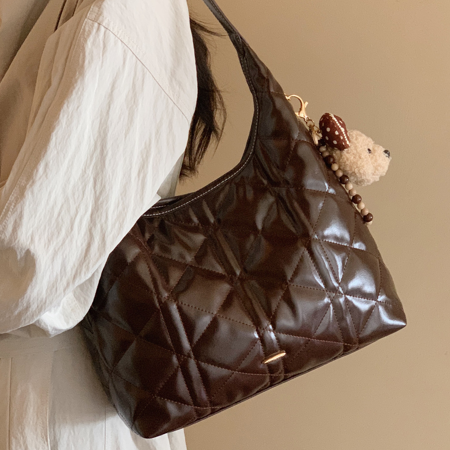 南风Chio2nd 旺角霓虹托特包包女士菱格hobo手提包通勤单肩腋下包,淘宝优惠券,粉丝福利购,淘宝优惠卷