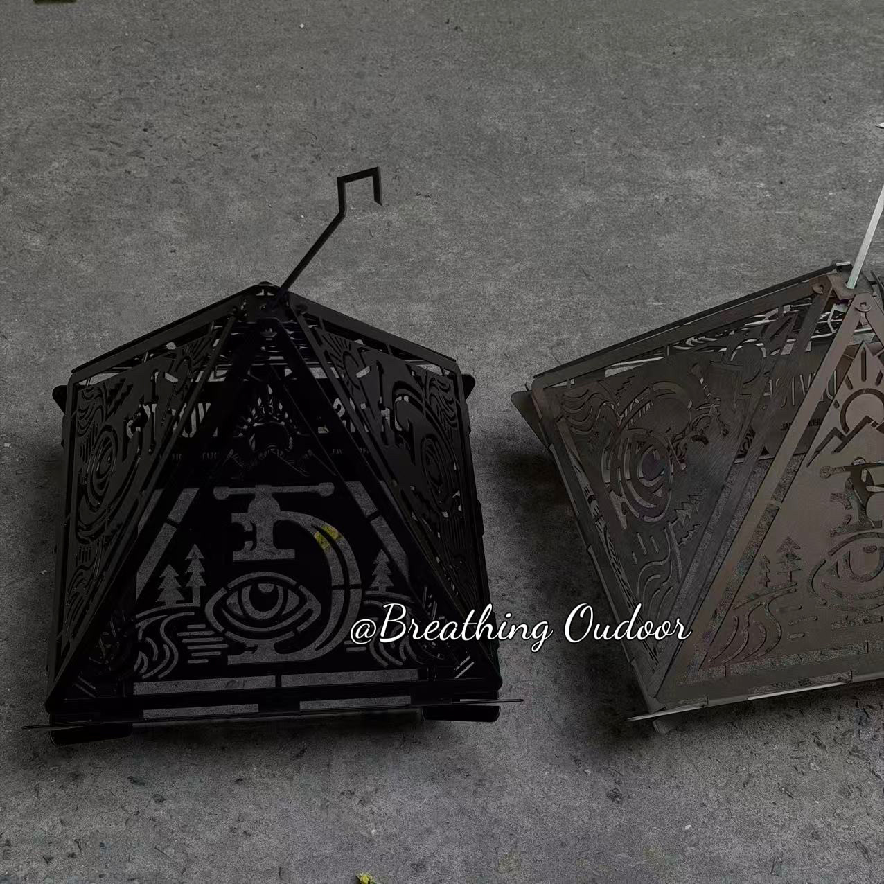 日本户外黑化露营灯DW金字塔金属镂空灯罩适配GZ灯塔手电38LED灯 - 图1