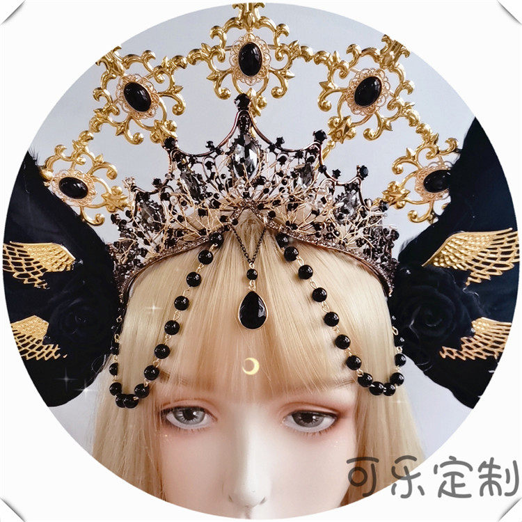 Lolita洛丽塔圣母光环皇冠头饰发饰夸张走秀拍照道具教皇哥特暗黑