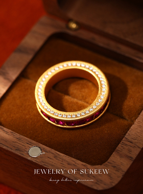 轻奢红方转运气质戒指