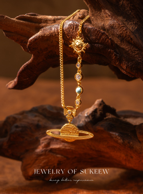 双层复古高级感星球太阳花项链女