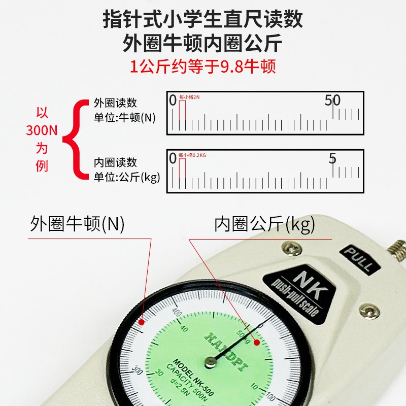 包邮艾德堡数显式/指针式推拉力计 测力计NK/HP-100/200/300/500N - 图2