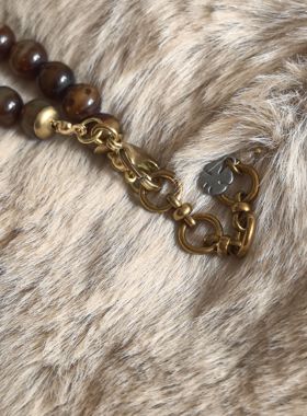 复古即时尚原创设计一线老玛瑙天珠项链小众质感好