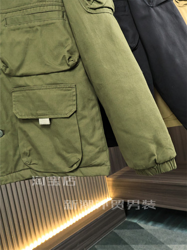 飞行员冲锋衣！M65猎装！秋冬男士纯色多口袋工装休闲翻领棉衣潮 - 图2