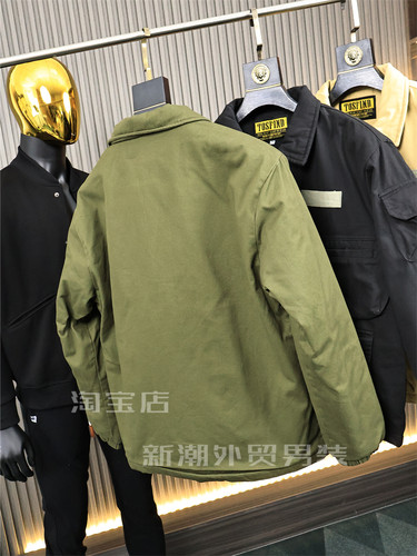 飞行员冲锋衣！M65猎装！秋冬男士纯色多口袋工装休闲翻领棉衣潮 - 图3