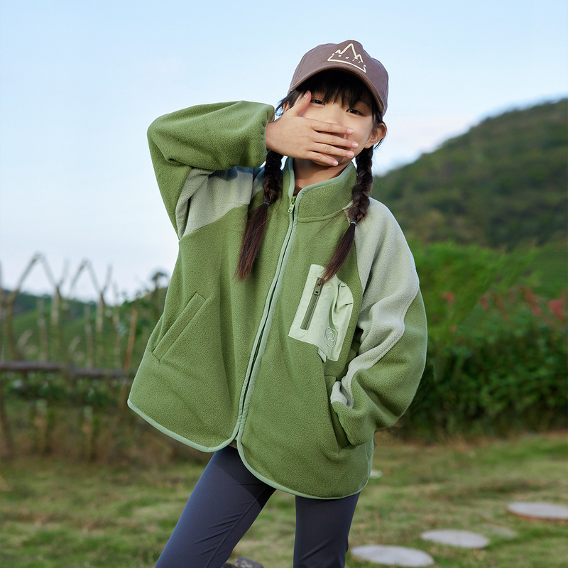 EBAER童装儿童摇粒绒外套春秋冲锋衣内胆2024新款女童开衫薄上衣