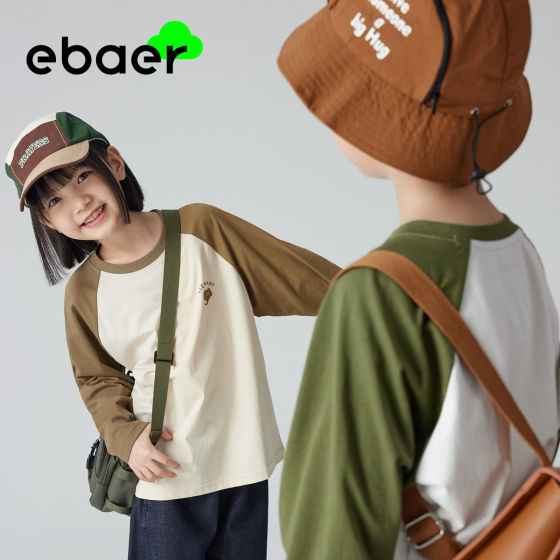 Ebaer children's long-sleeved T-shirt spring and autumn thin round neck