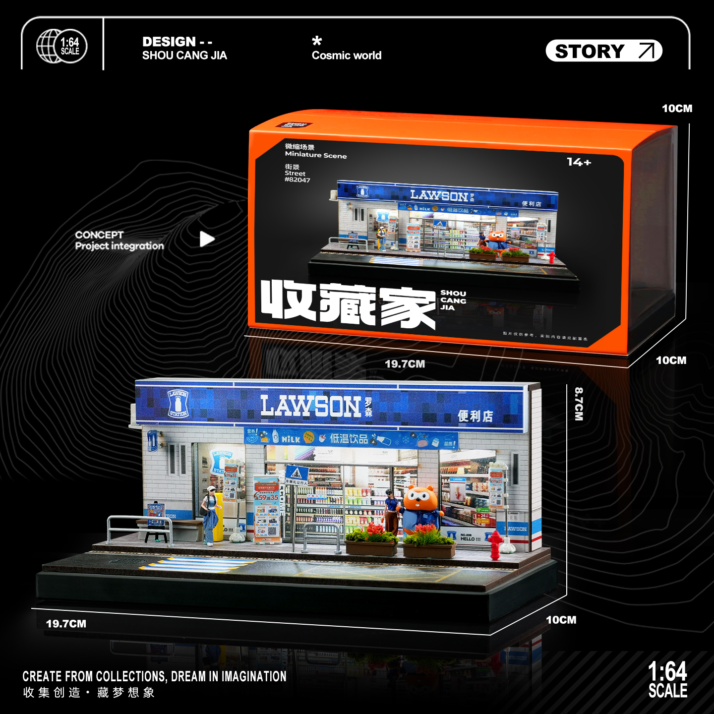 1:64罗森便利店711便利店适用minigt微缩场景模型车模展示盒礼物 - 图2