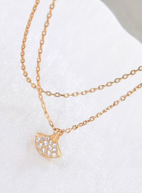 气质白金色扇形双链手饰