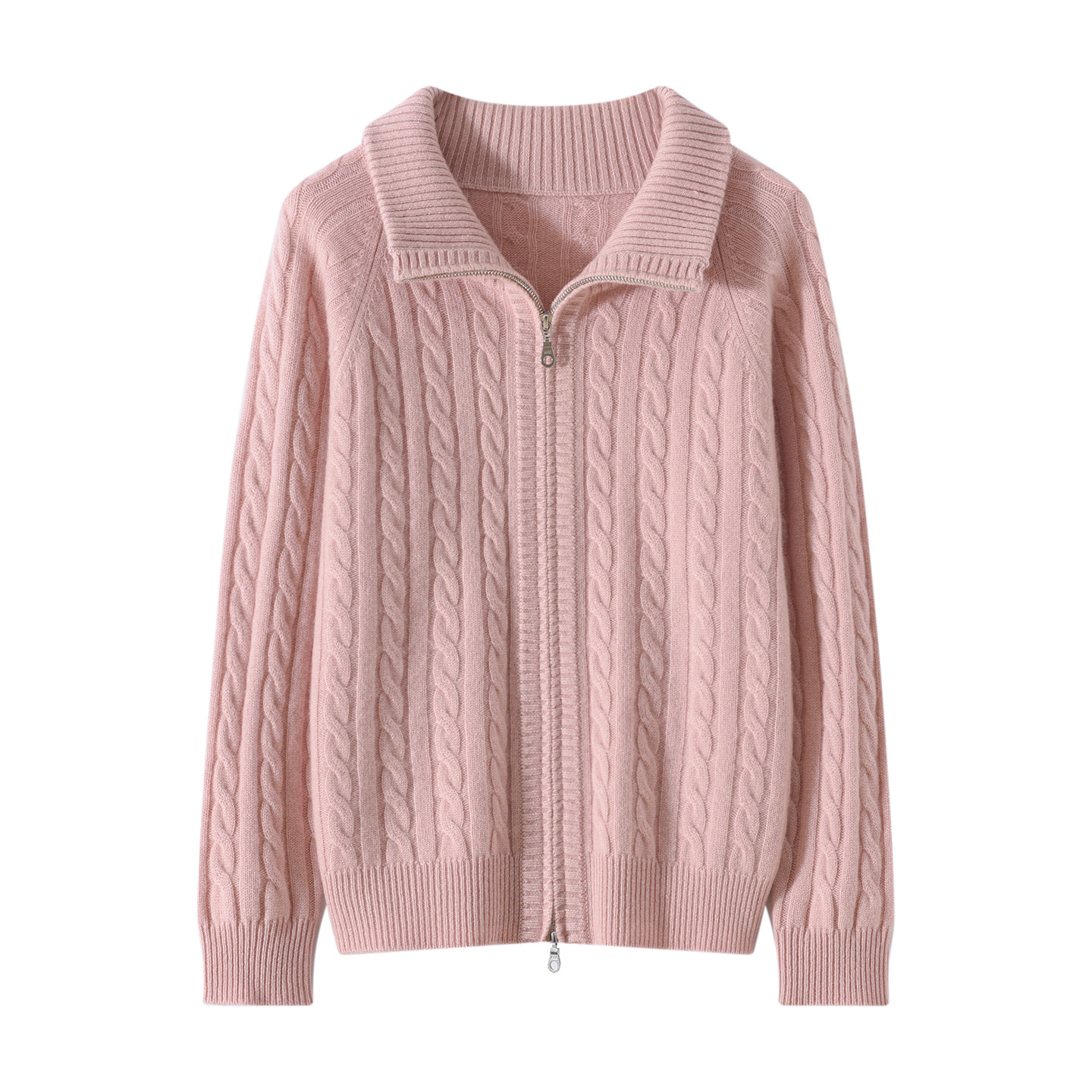 恒源祥新款慵懒风麻花山羊绒外套女秋冬新款加厚拉链羊绒针织开衫,淘宝优惠券,粉丝福利购,淘宝优惠卷