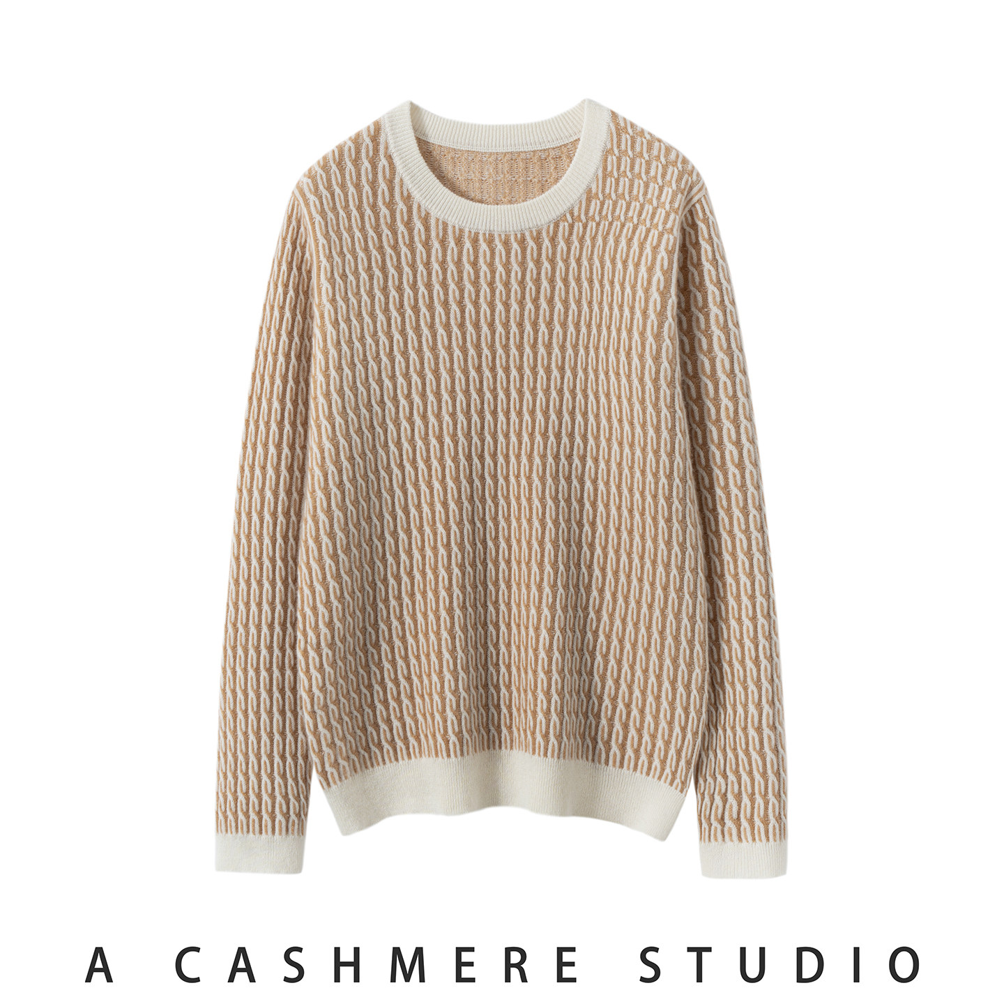 恒源祥新款100%纯山羊绒衫女圆领拼色扭花宽松毛衣麻花针织打底衫,淘宝优惠券,粉丝福利购,淘宝优惠卷