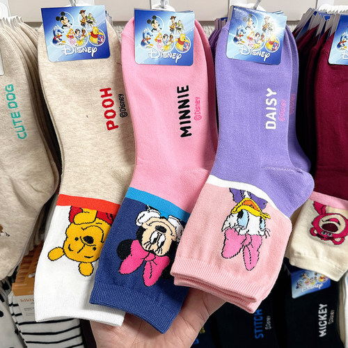 韩国代购迪士尼袜子女东大门春秋可爱卡通动漫米妮黛丝中筒袜新款 - 图0