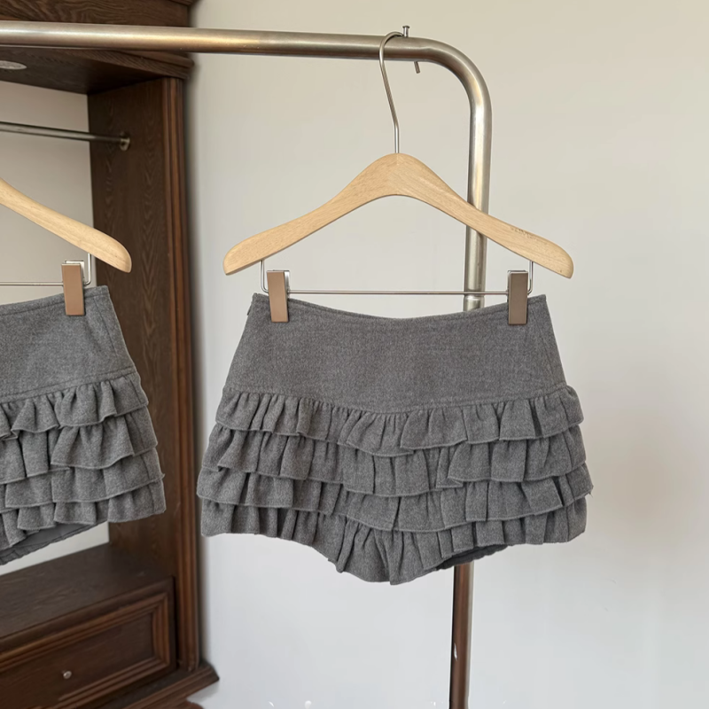 高腰木耳边蛋糕半身裙女2025秋冬新款芭蕾百搭遮跨防走光气质短裙,淘宝优惠券,粉丝福利购,淘宝优惠卷