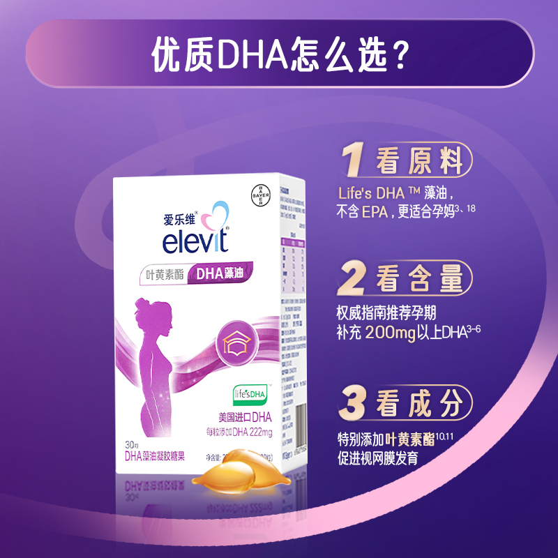 爱乐维 DHA藻油凝胶糖果进口DHA特别添加叶黄素酯0.76g*30粒【1】 - 图1