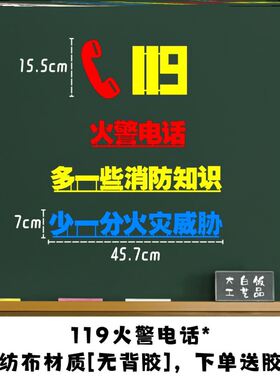 森林火灾119消防安全毛毡消防日灭火器材料防火消防安全标识贴纸