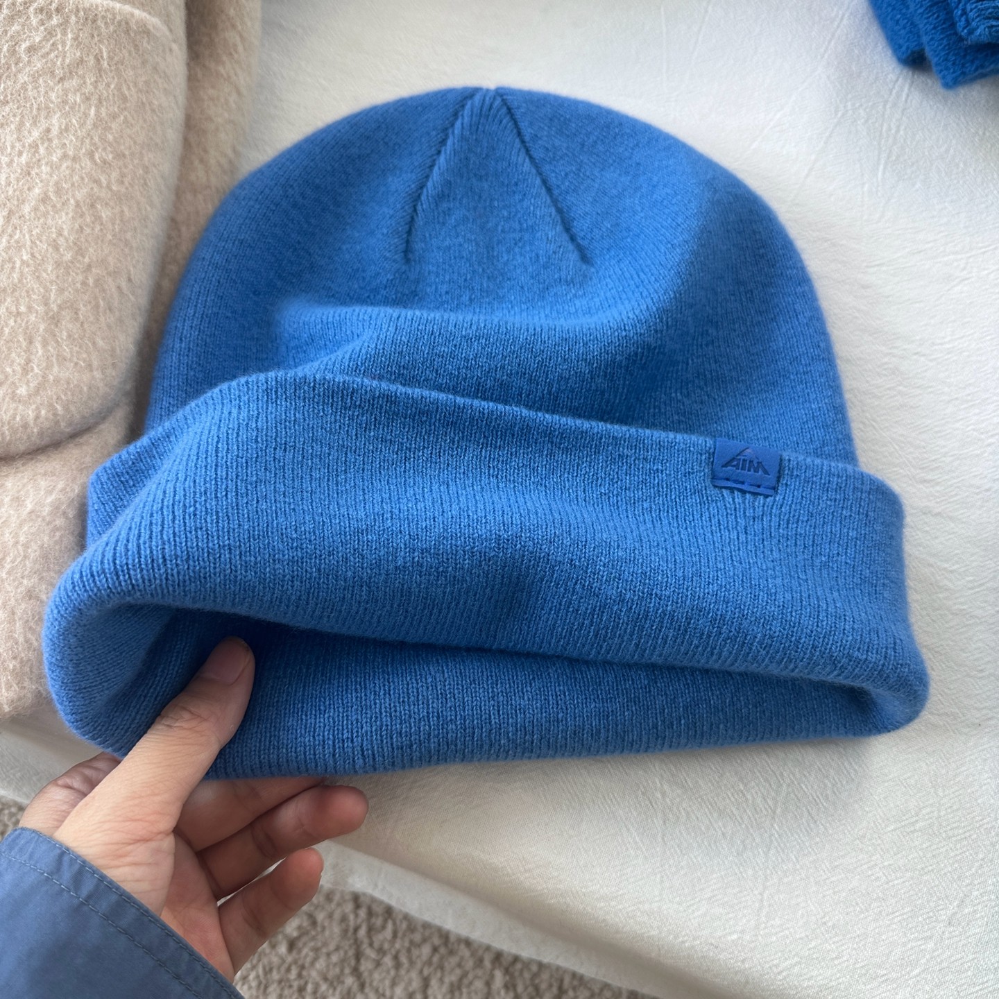 冬日清冷氛围感蓝色系100％WOOL羊毛针织帽堆堆帽无接缝保暖冷帽,淘宝优惠券,粉丝福利购,淘宝优惠卷