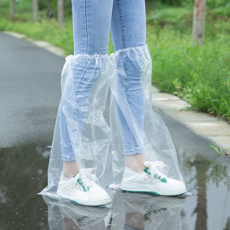 一次性雨鞋鞋套下雨天防水防滑透明塑料加厚耐磨脚套防雨高筒长筒-图3