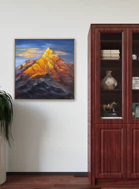 天津学士文化日照金山风景油画