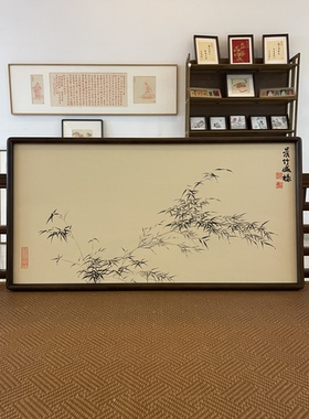 纯手绘国画晨竹盛禄水墨竹子办公室老板桌挂画书房横幅装饰画真迹