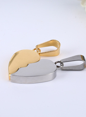 直供热潮时尚大气不锈钢吊坠双心形可分开情侣项链原创设计情侣款