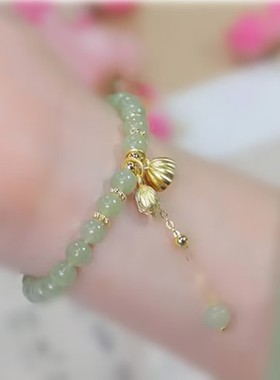 步步生莲手链女和田玉碧水晴天手串小众设计新中式手链礼物素手串