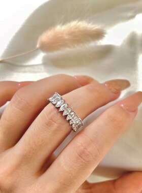 霖琅S925银戒指锆石满钻排戒小众高碳指女士轻奢精致轻奢小众设计