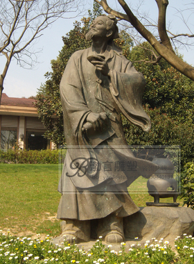 茶馆摆件渤言雕塑玻璃钢仿铜观赏