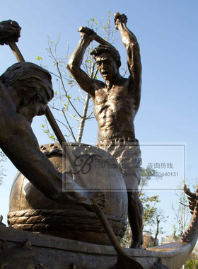 人物雕塑渤言雕塑玻璃钢仿铜观赏