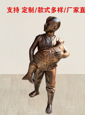 渔民人物雕塑渤言雕塑玻璃钢仿铜