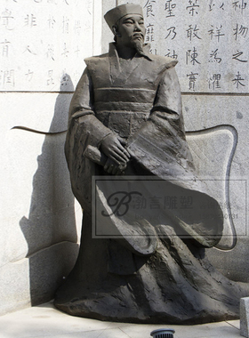 人物摆件渤言雕塑玻璃钢仿铜观赏