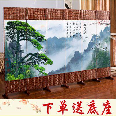 饭店餐厅包间屏风隔断墙办公遮挡简约现代折叠移动布艺中式平风帘 - 图1