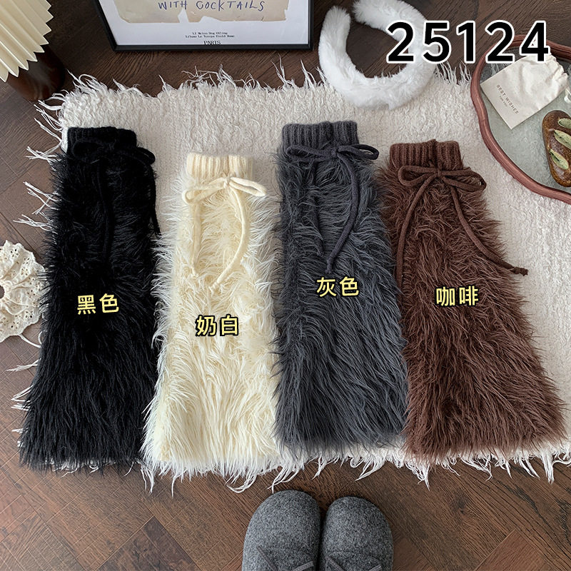 秋冬绑带毛毛保暖白色腿套y2k亚比文化可爱加厚毛绒柔软堆堆袜套,淘宝优惠券,粉丝福利购,淘宝优惠卷