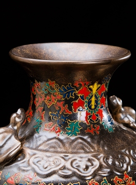 做旧客厅博古架摆件粉彩仿铜