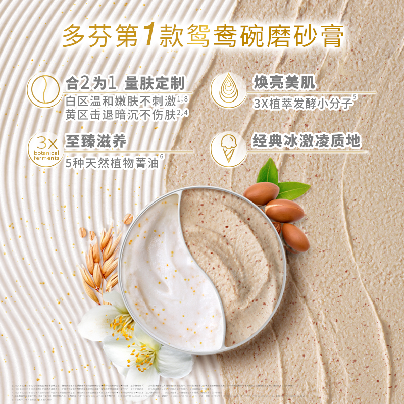 联合利华官方旗舰店【立即抢购】多芬鸳鸯碗双色冰淇淋身体磨砂膏去角质焕亮肌肤298g1