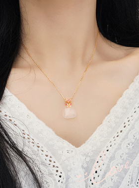 平安无事牌白玉髓项链新中式纯银