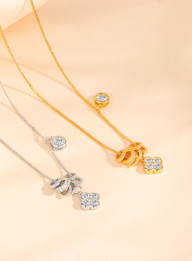 纯银幸运四叶草项链小红书热销