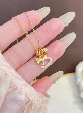 s925纯银八方来财小木马项链