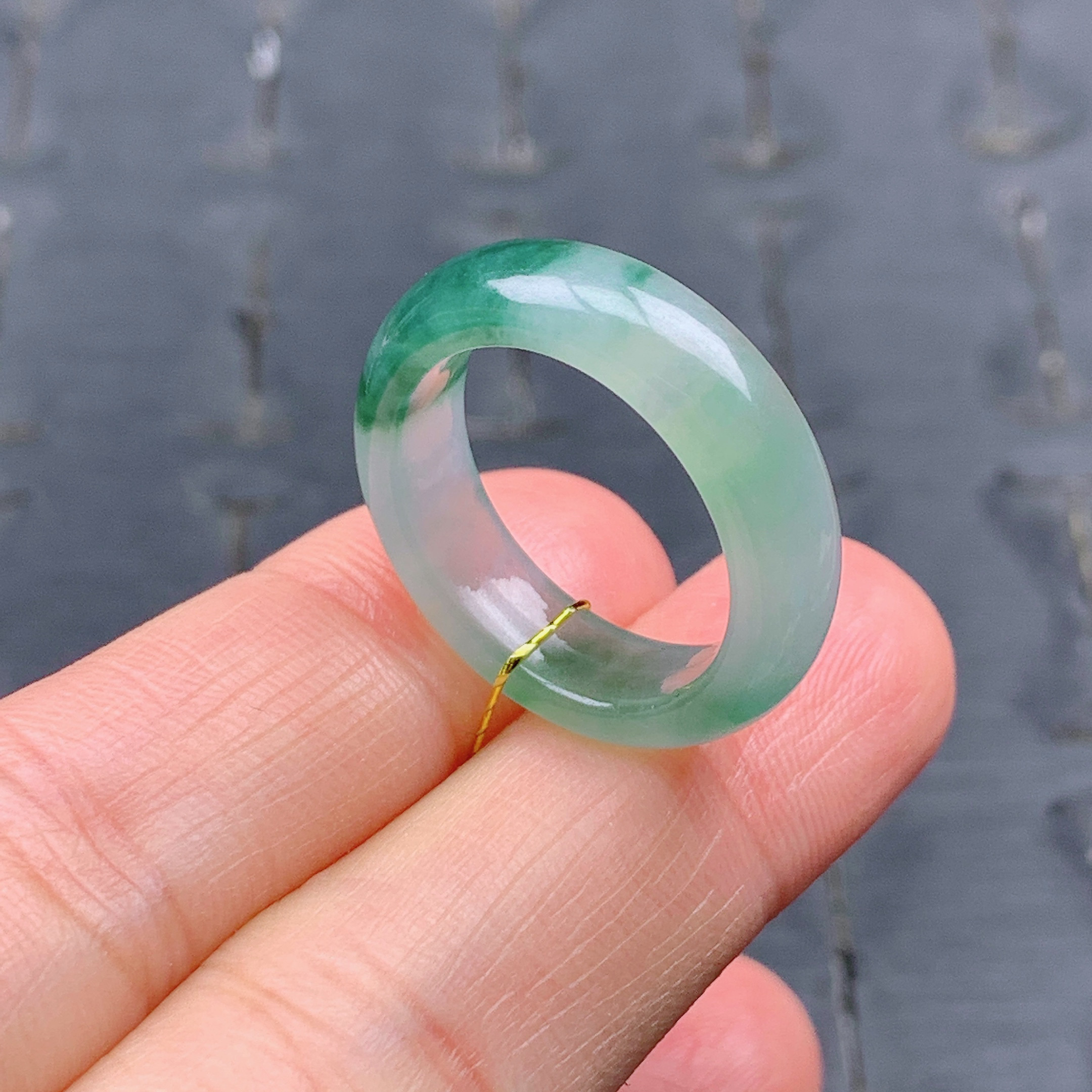 15号缅甸天然A货翡翠T593 内径17.6/5.9/3.4mm冰晴水飘花戒指圆环,淘宝优惠券,粉丝福利购,淘宝优惠卷