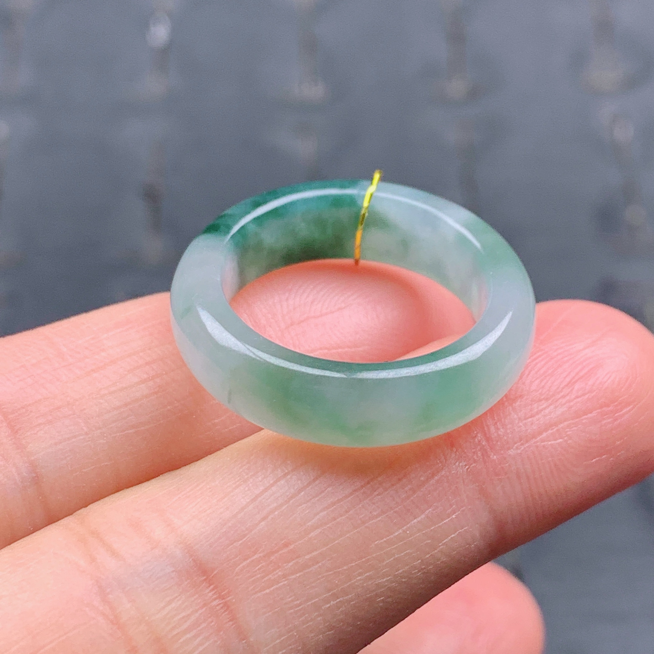 15号缅甸天然A货翡翠T593 内径17.6/5.9/3.4mm冰晴水飘花戒指圆环,淘宝优惠券,粉丝福利购,淘宝优惠卷