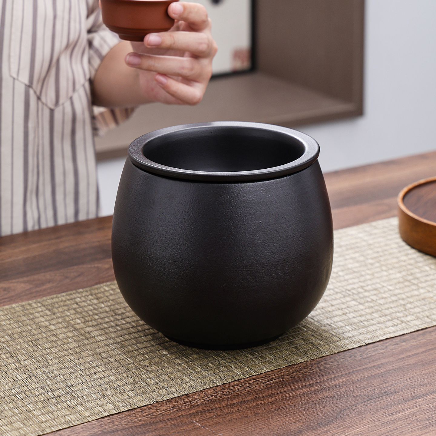 Dry and wet separation ceramic tea slag tank desktop household use filtered water bowl waste water bucket ashtray tea set accessories tea wash