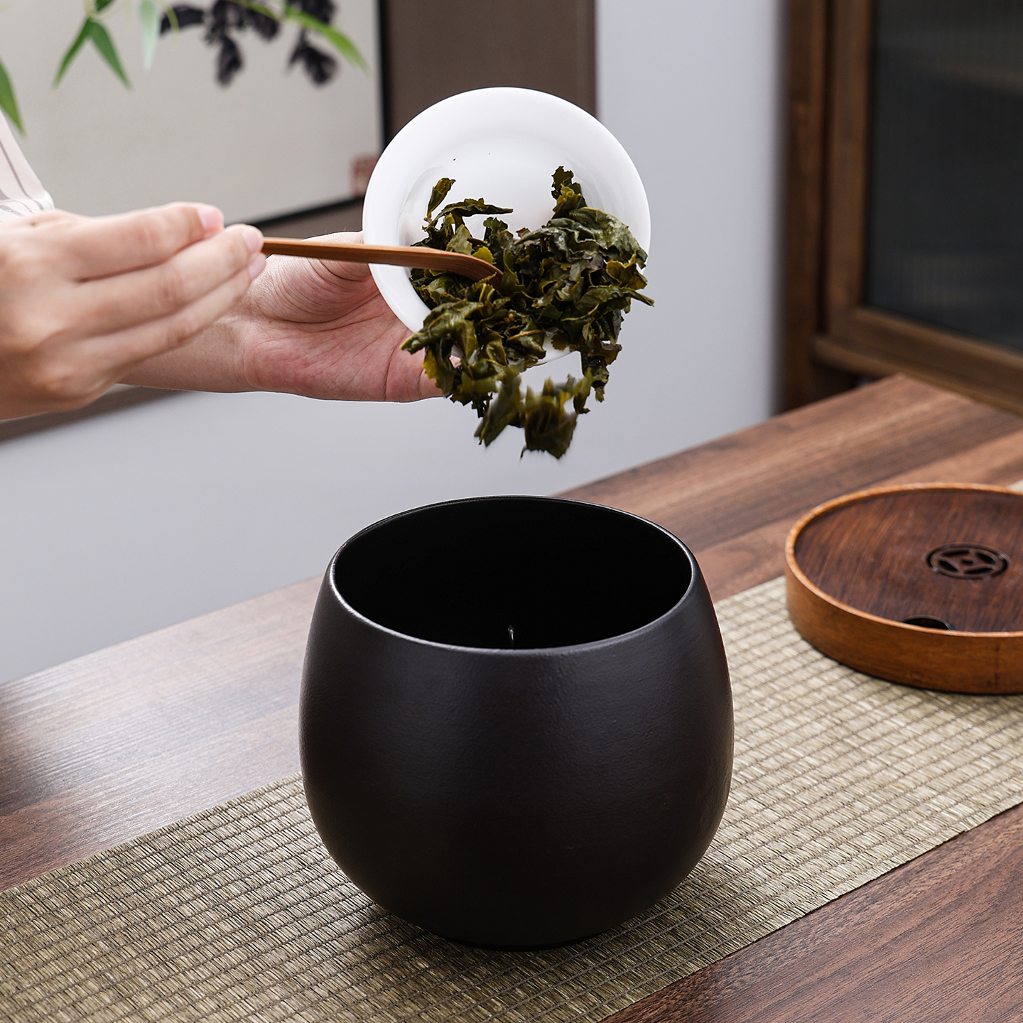 Dry and wet separation ceramic tea slag tank desktop household use filtered water bowl waste water bucket ashtray tea set accessories tea wash