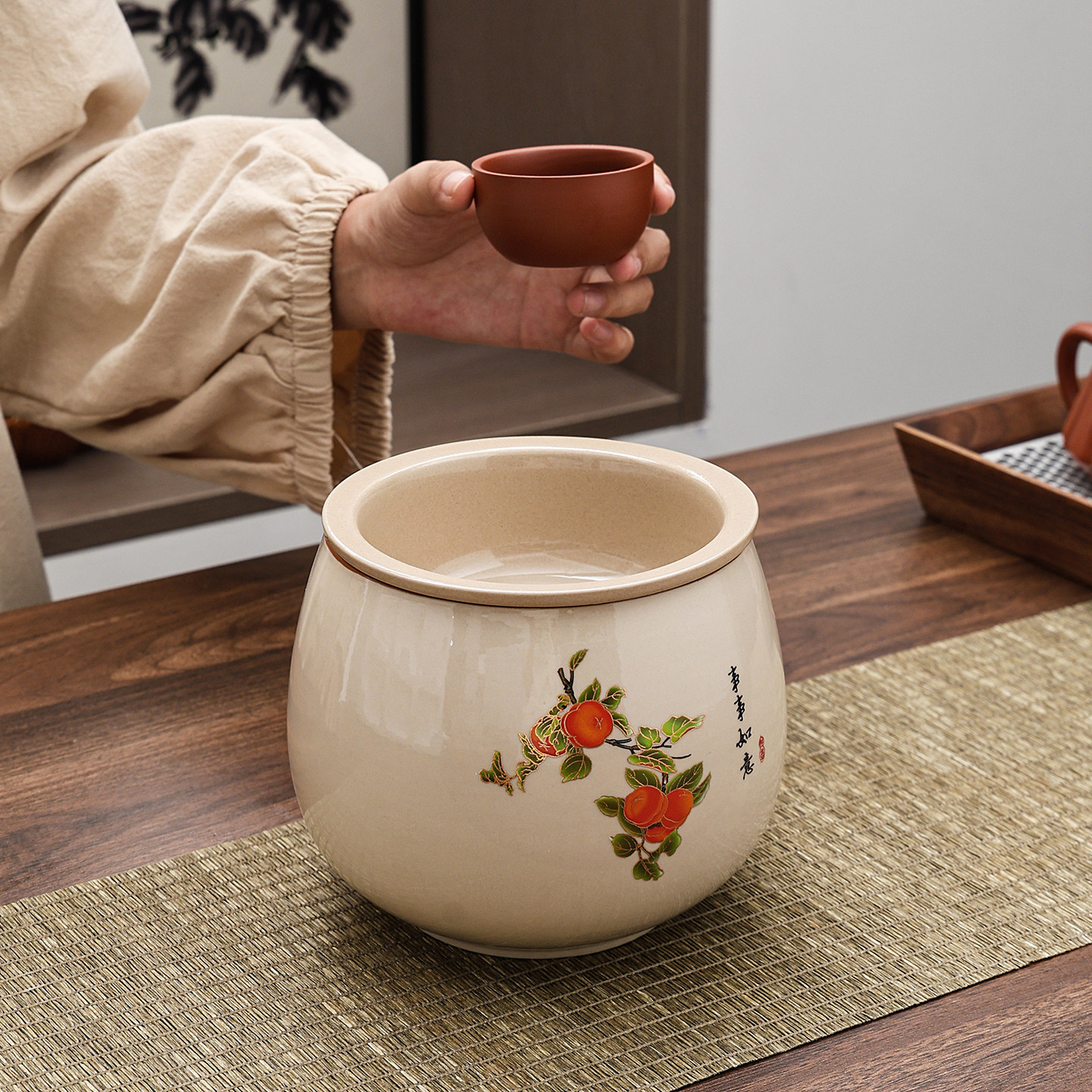 茶洗家用陶瓷茶渣缸大小号水盂建水废水桶功夫茶道配件茶水缸杯洗,淘宝优惠券,粉丝福利购,淘宝优惠卷