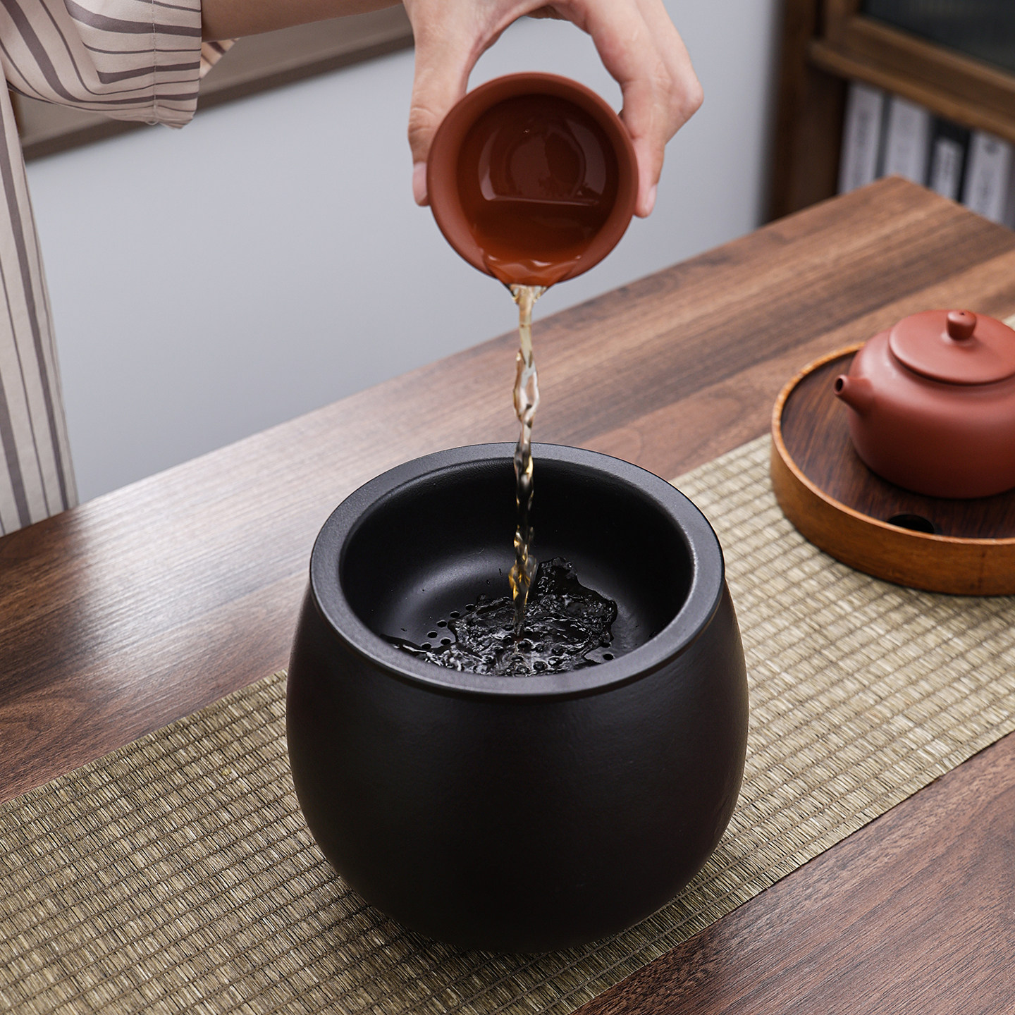 陶瓷茶渣缸茶水分离桌面家用带过滤盖建水盂废水桶烟灰缸茶具配件,淘宝优惠券,粉丝福利购,淘宝优惠卷