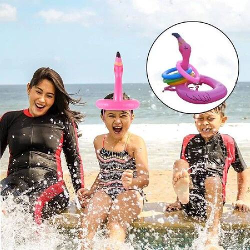 Flamingo Inflatable Ring Toss Game - Pool Party Toys - 图2