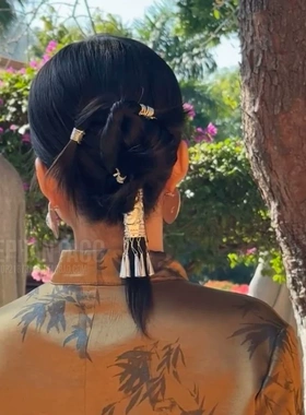 新中式古风流苏发尾扣束发头饰女