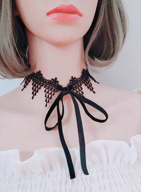 choker防过敏系带蕾丝黑白色项圈