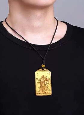 越南沙金关公吊坠古法金武财神关羽黄铜镀金挂坠霸气吊牌爆款货源