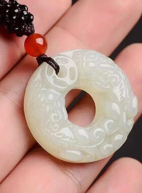 阿富汗白玉双貔貅平安扣吊坠男女款毛衣链配饰玉佩腰佩玉挂件