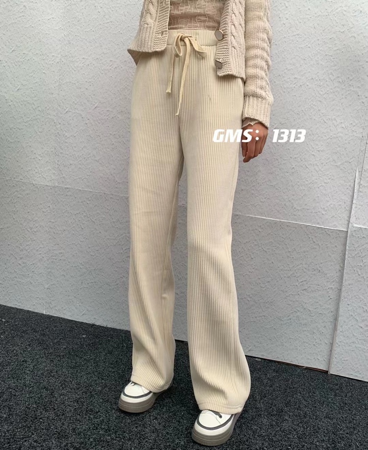 Gms歌玛索1313正品早春新款粗条纹阔腿裤女高腰宽松垂感拖地长裤 衣阁专柜正品女装 淘优券