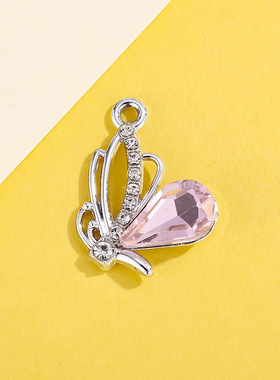 彩色蜻蜓挂件配饰镶钻宝石吊坠合金小配件diy手链项链服饰钥匙扣